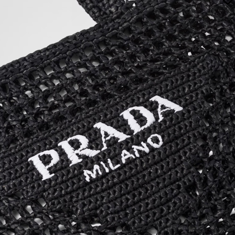 Prada Black Raffia Crochet Tote Bag - Picture 3 of 4